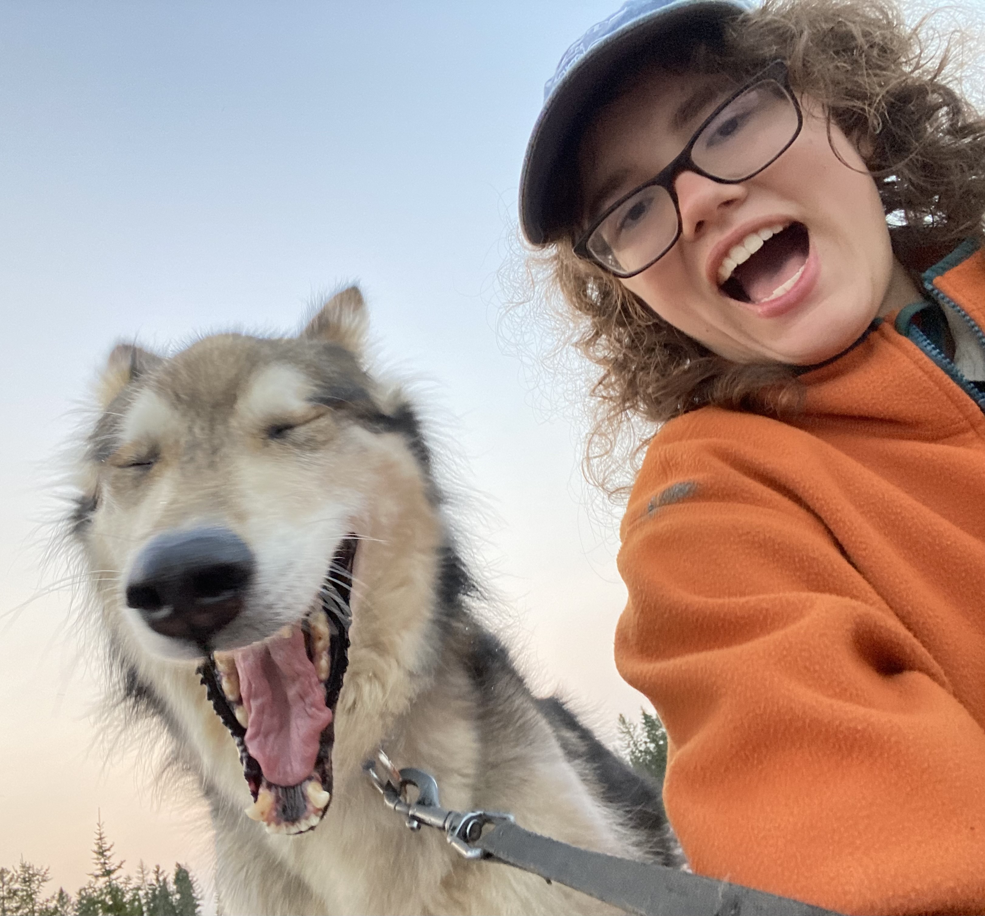 Image of Natalie with a sled dog.